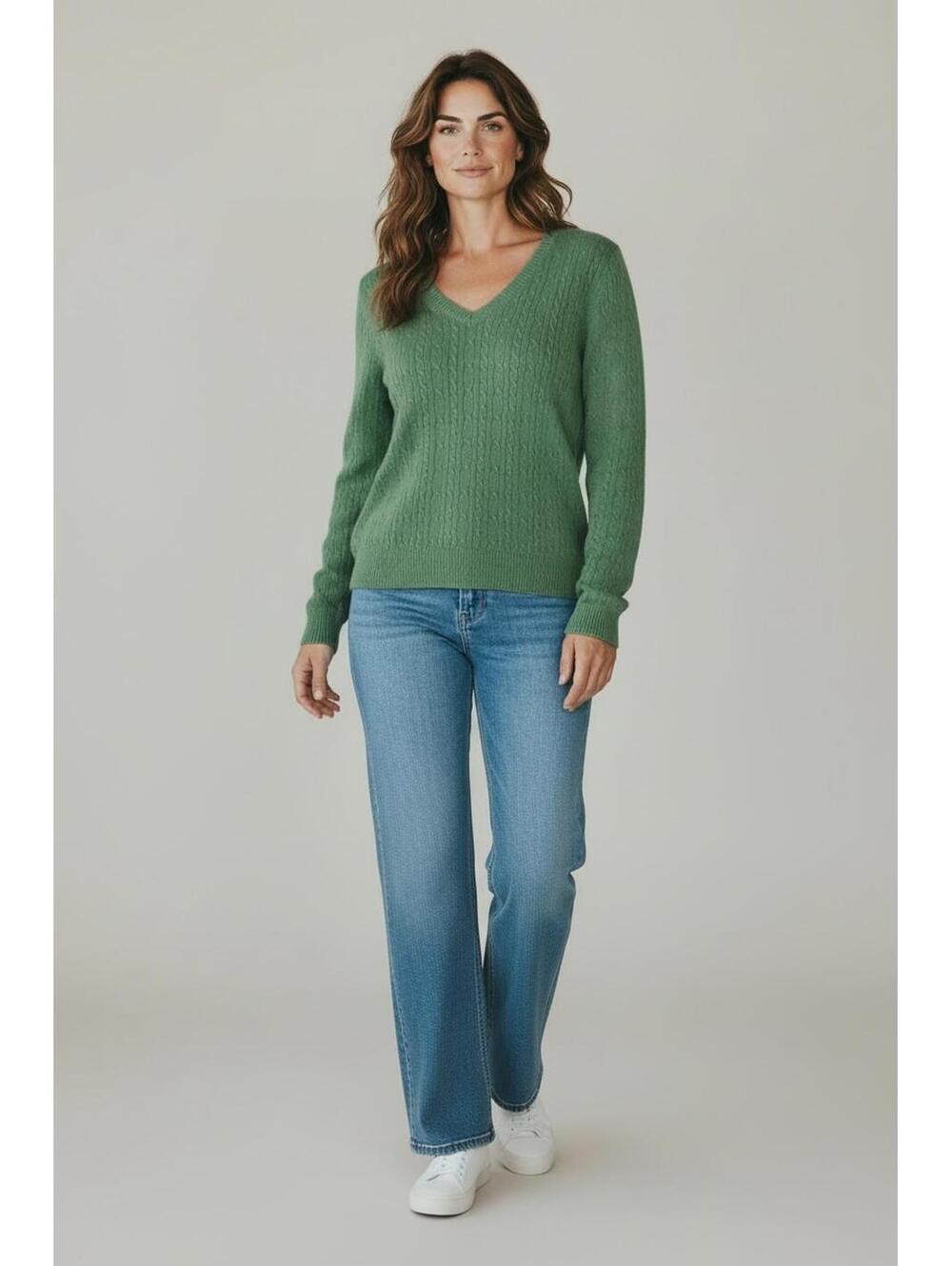 Charter Club Women's Mint Green Pima Cotton Long Sleeve Pullover Sweater, Size S